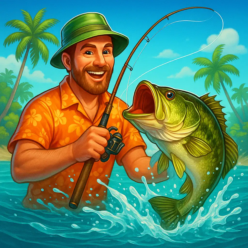 Big Bass Splash slot game artwork with Highland casino styling